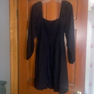 Black long peasant sleeve dress
